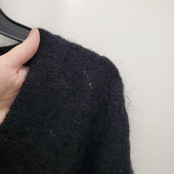 Jennifer‎ Moore Woman's Vintage Black Chevron Eyelet Knit Mohair Sweater 2X - Picture 2 of 6